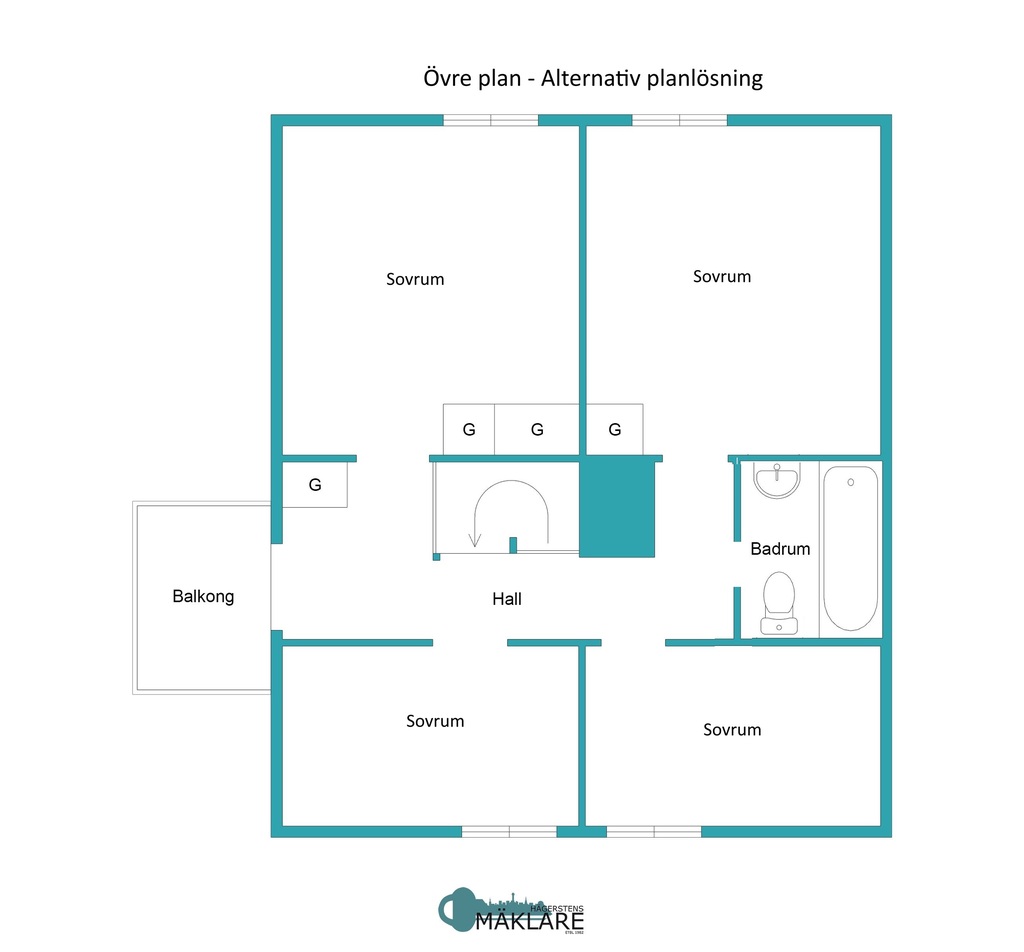 Övre plan - Alternativ planlösning